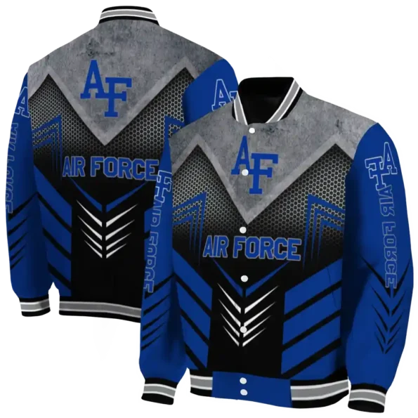 air force falcons arrow layer blue black varsity jacket fashion forward.webp