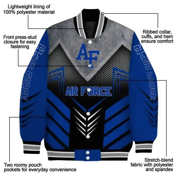 air force falcons arrow layer blue black varsity jacket new arrival.webp