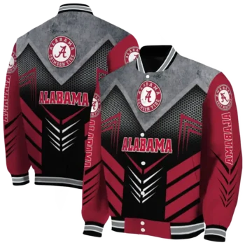 alabama crimson tide arrow layer crimson black varsity jacket fashion forward.webp