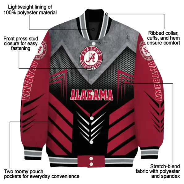 alabama crimson tide arrow layer crimson black varsity jacket new arrival.webp