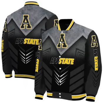 appalachian state mountaineers arrow layer black varsity jacket fashion forward.webp