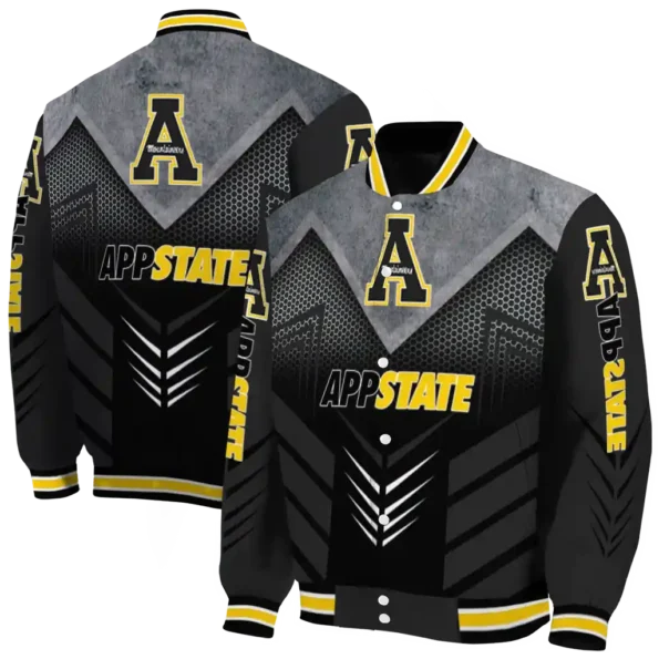 appalachian state mountaineers arrow layer black varsity jacket fashion forward.webp