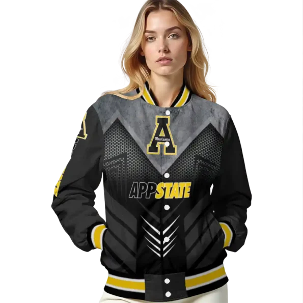appalachian state mountaineers arrow layer black varsity jacket latest model.webp
