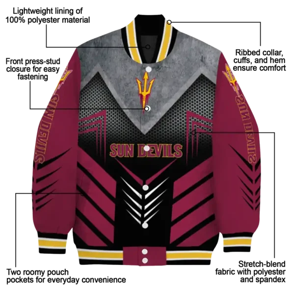 arizona state sun devils arrow layer maroon black varsity jacket new arrival.webp