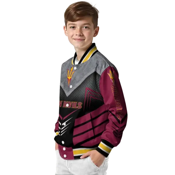 arizona state sun devils arrow layer maroon black varsity jacket trendy.webp