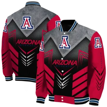 arizona wildcats arrow layer red black varsity jacket fashion forward.webp