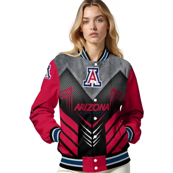 arizona wildcats arrow layer red black varsity jacket latest model.webp