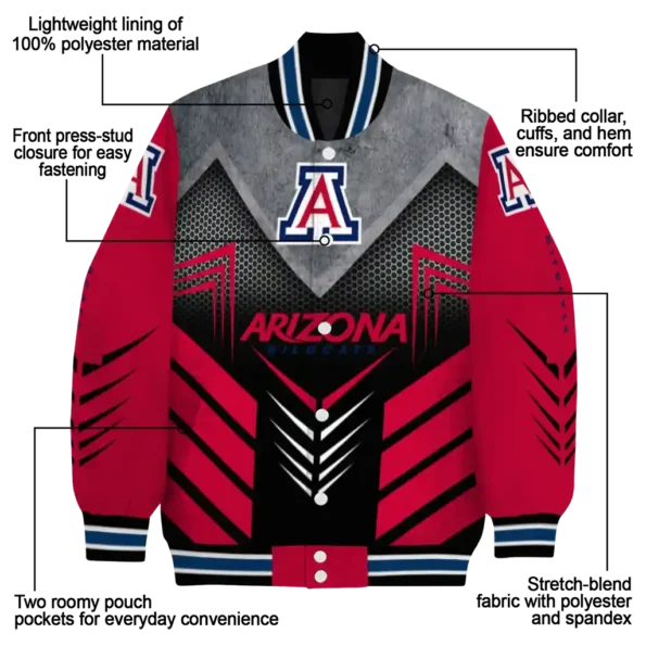 arizona wildcats arrow layer red black varsity jacket new arrival.webp