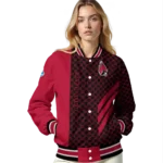 ball state cardinals triple side stripes red black varsity jacket best selling.webp