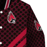 ball state cardinals triple side stripes red black varsity jacket best selling.webp