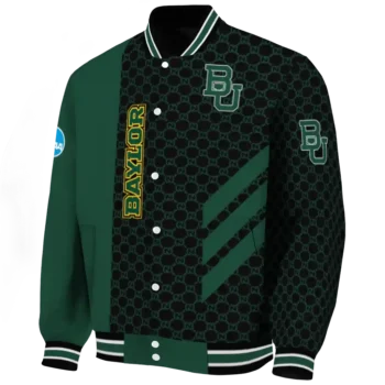 baylor bears triple side stripes green black varsity jacket best selling.webp