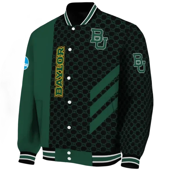 baylor bears triple side stripes green black varsity jacket best selling.webp