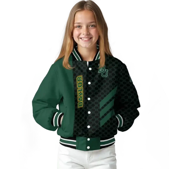 baylor bears triple side stripes green black varsity jacket top rated.webp