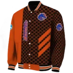 boise state broncos triple side stripes orange black varsity jacket best selling.webp
