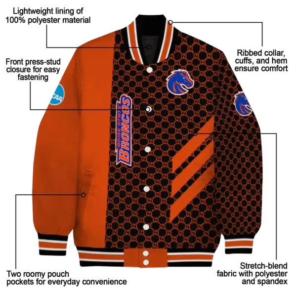 boise state broncos triple side stripes orange black varsity jacket new arrival.webp