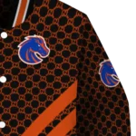 boise state broncos triple side stripes orange black varsity jacket best selling.webp