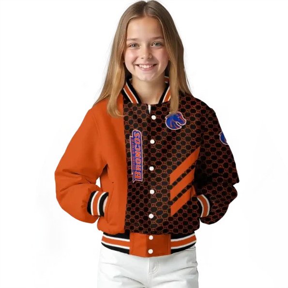 boise state broncos triple side stripes orange black varsity jacket top rated.webp