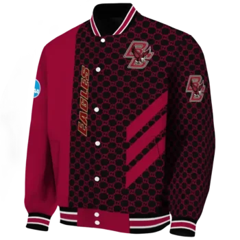 boston college eagles triple side stripes maroon black varsity jacket best selling.webp