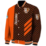 bowling green falcons triple side stripes orange black varsity jacket best selling.webp