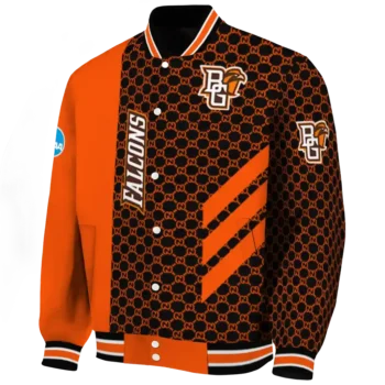 bowling green falcons triple side stripes orange black varsity jacket best selling.webp