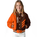 bowling green falcons triple side stripes orange black varsity jacket best selling.webp