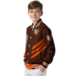 bowling green falcons triple side stripes orange black varsity jacket best selling.webp