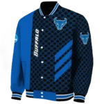 buffalo bulls triple side stripes royal blue black varsity jacket best selling.webp