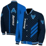 buffalo bulls triple side stripes royal blue black varsity jacket best selling.webp