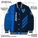 buffalo bulls triple side stripes royal blue black varsity jacket best selling.webp
