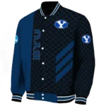 byu cougars triple side stripes blue black varsity jacket best selling.webp