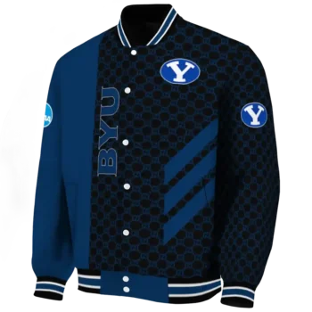 byu cougars triple side stripes blue black varsity jacket best selling.webp