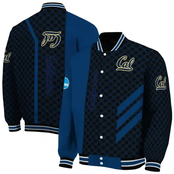 california golden bears triple side stripes blue black varsity jacket fashion forward.webp
