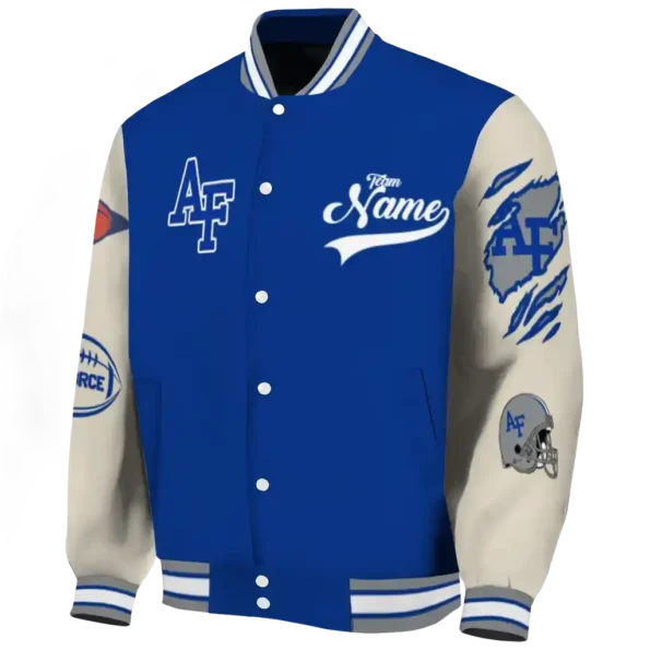 custom air force falcons wildcat pawprint blue nude varsity jacket best selling.webp