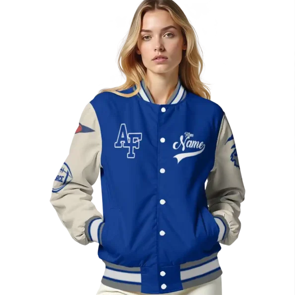 custom air force falcons wildcat pawprint blue nude varsity jacket latest model.webp