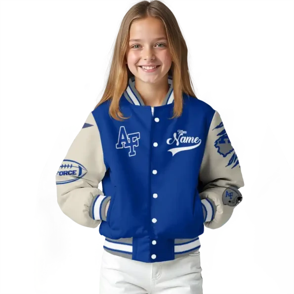 custom air force falcons wildcat pawprint blue nude varsity jacket top rated.webp