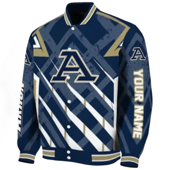 custom akron zips chevron angles blue varsity jacket best selling.webp
