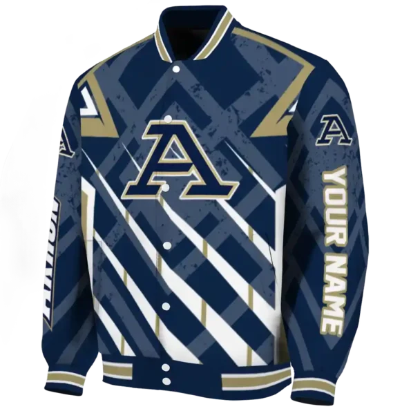 custom akron zips chevron angles blue varsity jacket best selling.webp