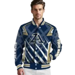 custom akron zips chevron angles blue varsity jacket best selling.webp