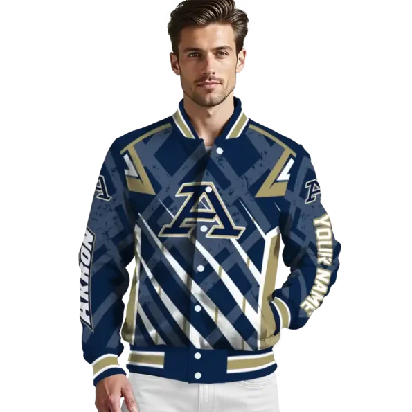 custom akron zips chevron angles blue varsity jacket high quality.webp