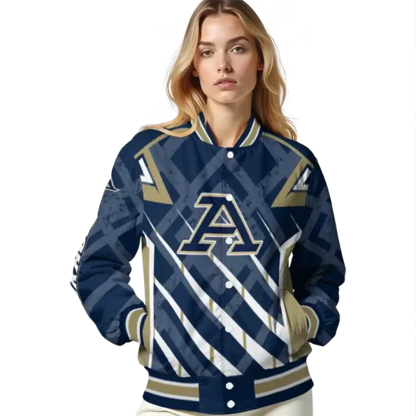 custom akron zips chevron angles blue varsity jacket latest model.webp