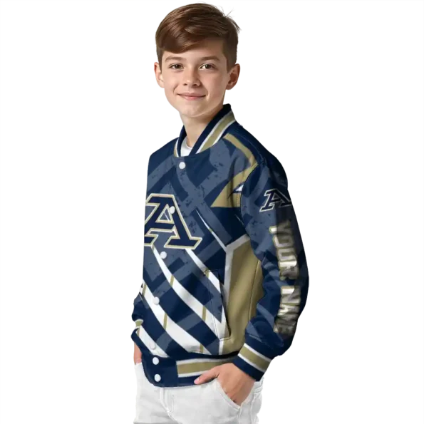 custom akron zips chevron angles blue varsity jacket trendy.webp