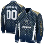 custom akron zips hexagon grid blue varsity jacket best selling.webp