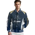 custom akron zips hexagon grid blue varsity jacket best selling.webp