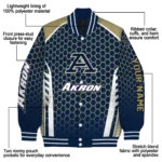 custom akron zips hexagon grid blue varsity jacket best selling.webp