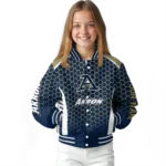 custom akron zips hexagon grid blue varsity jacket best selling.webp