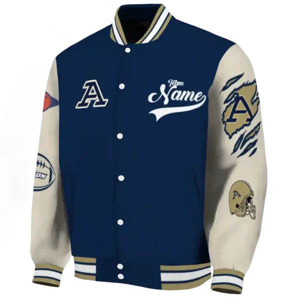 custom akron zips wildcat pawprint blue nude varsity jacket best selling.webp