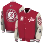 custom alabama crimson tide wildcat pawprint crimson nude varsity jacket best selling.webp