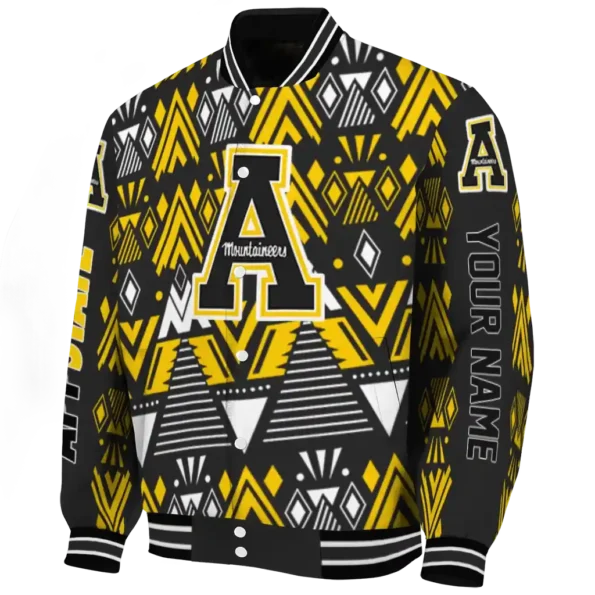 custom appalachian state mountaineers pyramid shapes black varsity jacket best selling.webp
