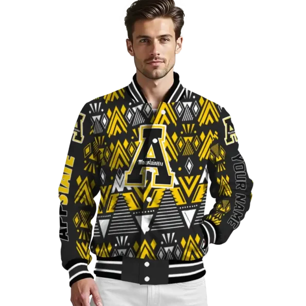 custom appalachian state mountaineers pyramid shapes black varsity jacket high quality.webp