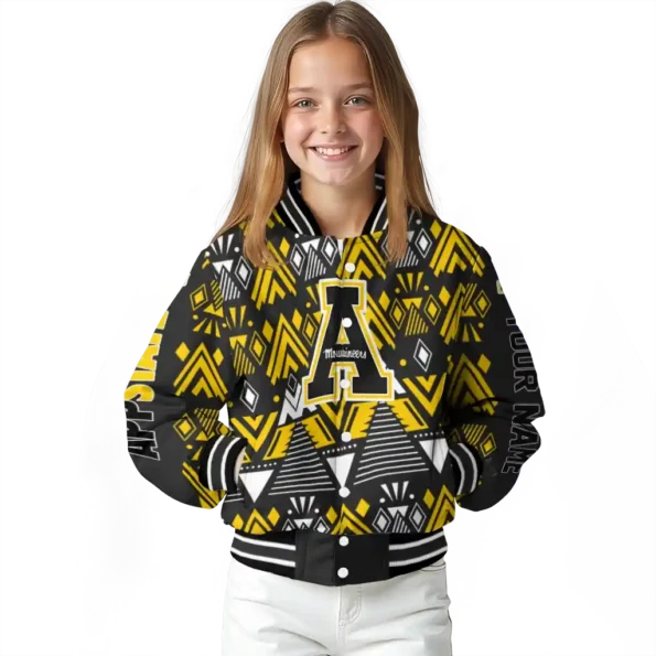 custom appalachian state mountaineers pyramid shapes black varsity jacket top rated.webp